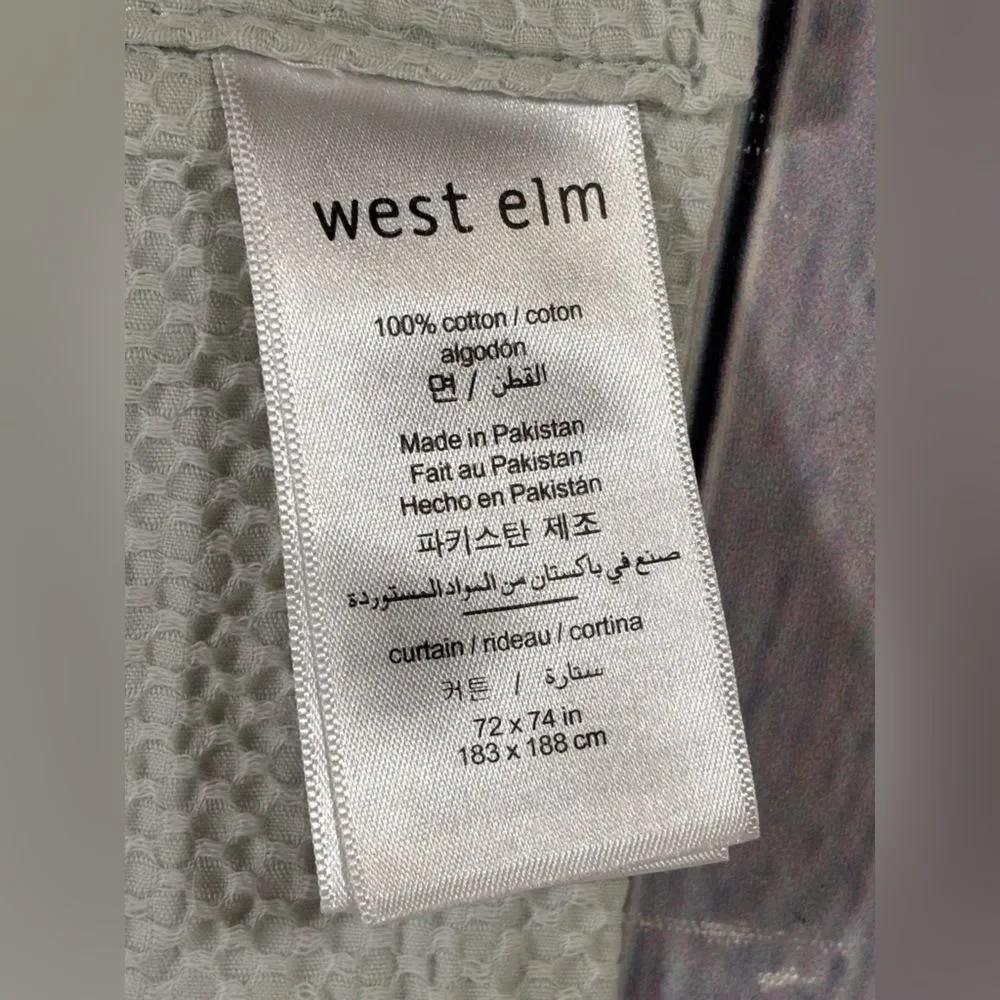 West Elm Light Celery Green Cotton Minimalist Cottagecore Shower Curtain 72 X 74